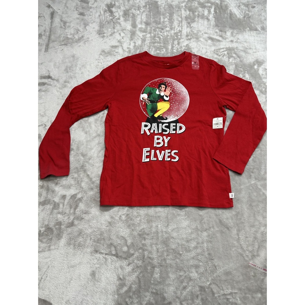 Gap Kids Warner Brothers Shirt Size Medium Red Long‎ Sleeve Raised By Elves NWT